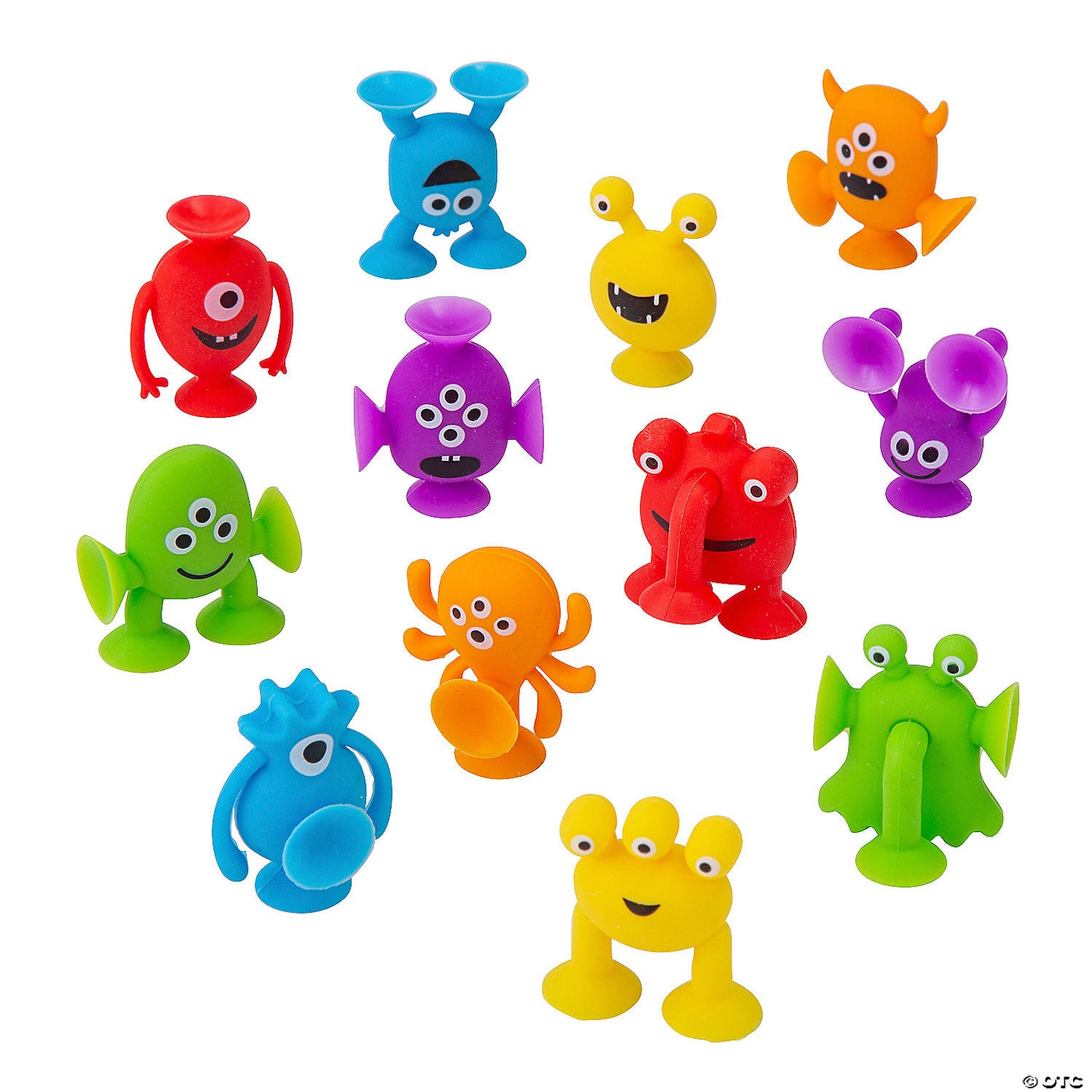 1 1/2" x 1 1/4" Mini Brightly Colored Monsters with Suction Cups - 12 Pc.