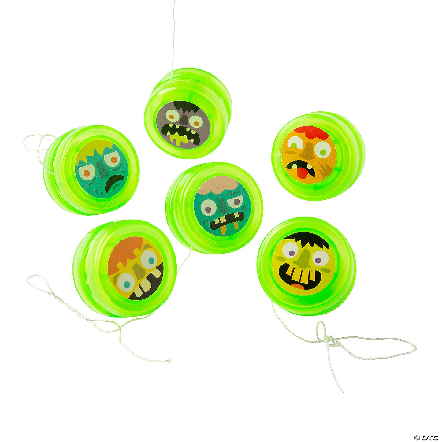 1 1/4" Bulk 48 Pc. Mini Glow-in-the-Dark Zombie Plastic YoYos | USA Decoration®