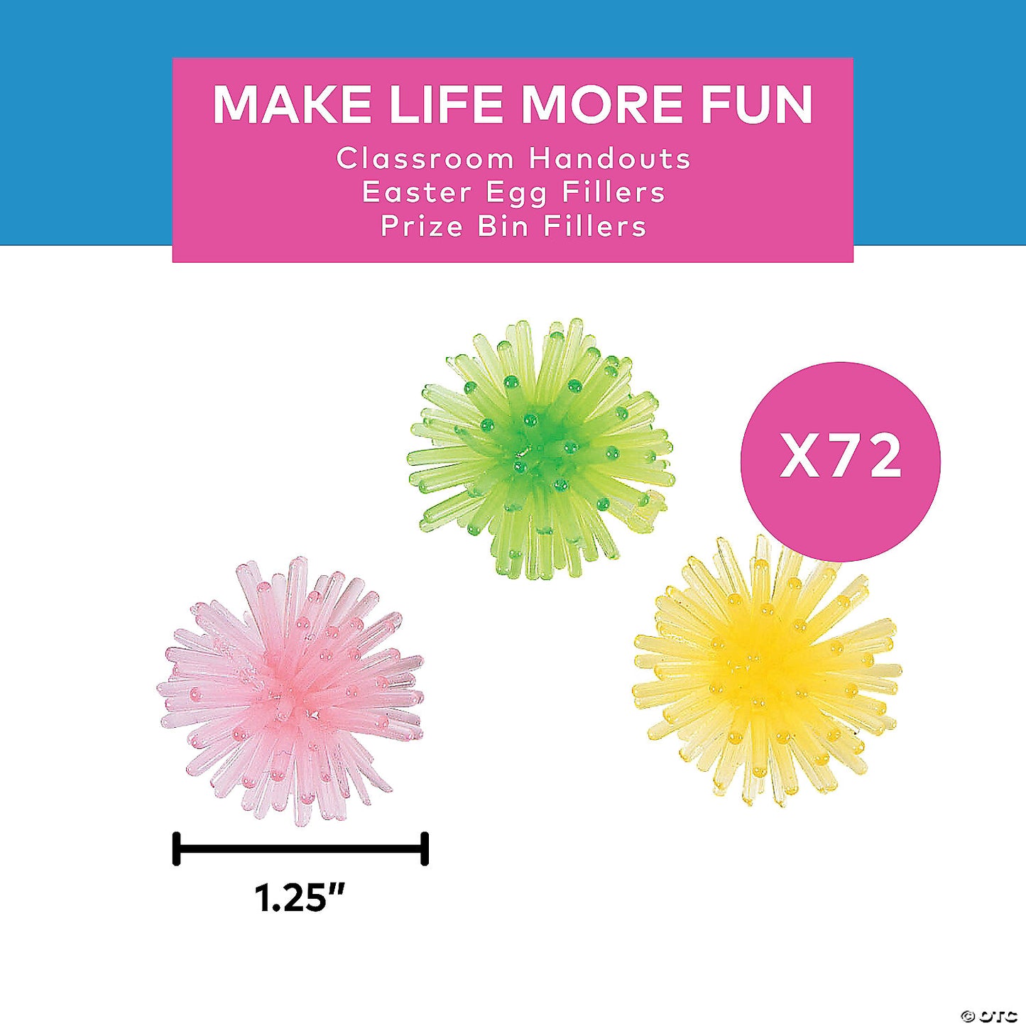 1 1/4” Bulk 72 Pc. Mini Glow-in-the-Dark Porcupine Ball Assortment | USA Decoration®
