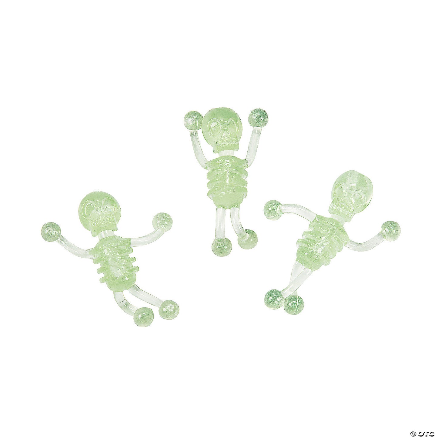 1 3/4" Bulk 48 Pc. Mini Glow-in-the-Dark Sticky Tumbling Skeletons | USA Decoration®