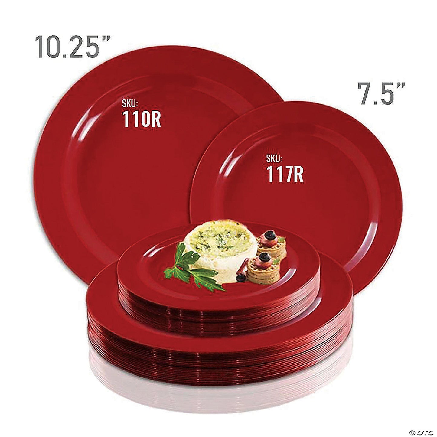 10.25" Solid Red Holiday Round Disposable Plastic Dinner Plates (50 Plates)