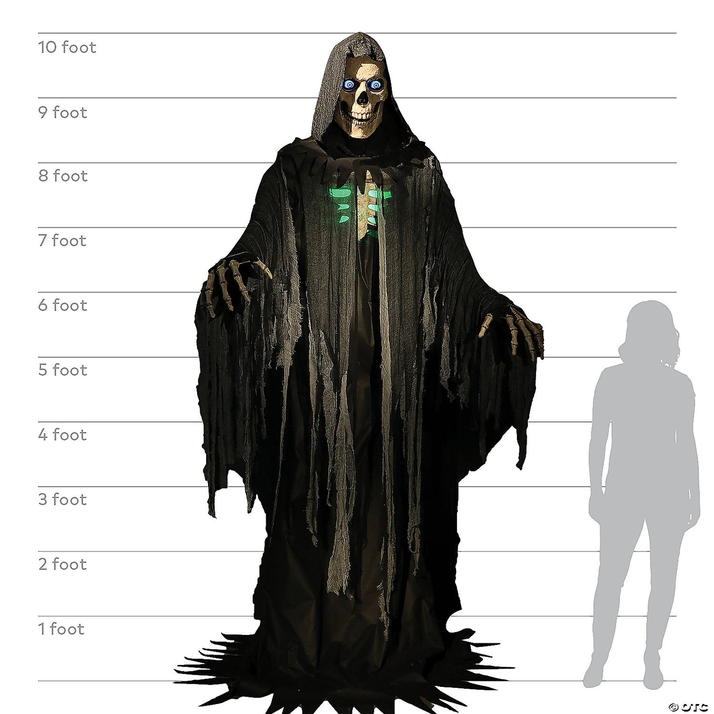 10 Ft. Animated Towering Skeleton Reaper Halloween Decoration | USA Decoration®
