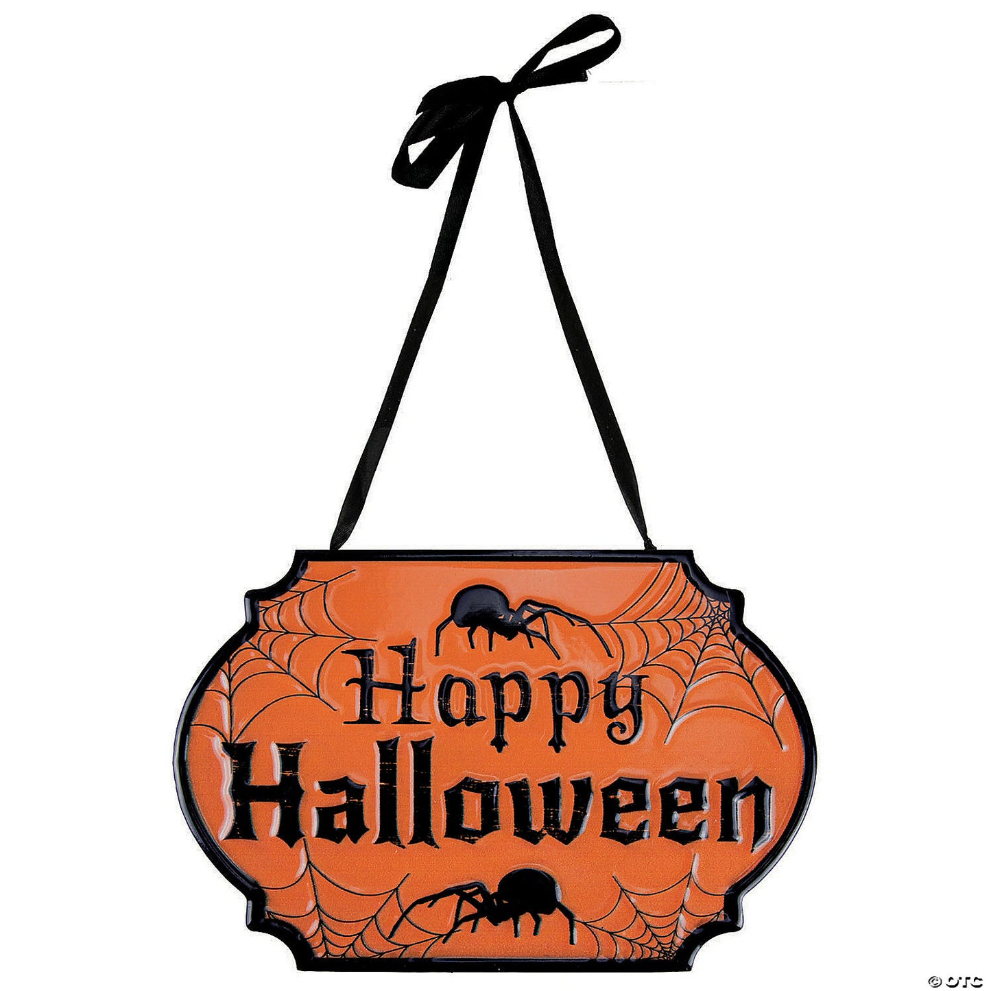 10" Orange and Black "Happy Halloween" Cauldron Pot Metal Wall Sign | USA Decoration®