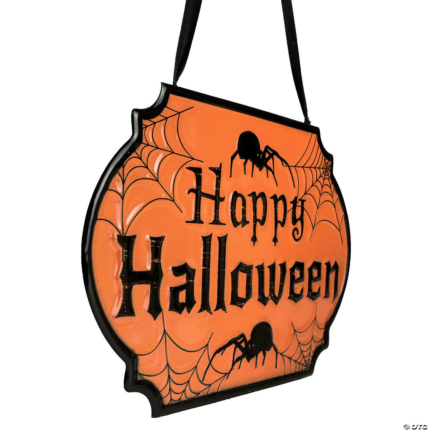 10" Orange and Black "Happy Halloween" Cauldron Pot Metal Wall Sign | USA Decoration®