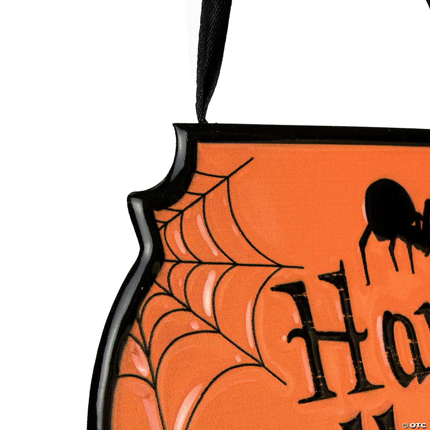 10" Orange and Black "Happy Halloween" Cauldron Pot Metal Wall Sign | USA Decoration®