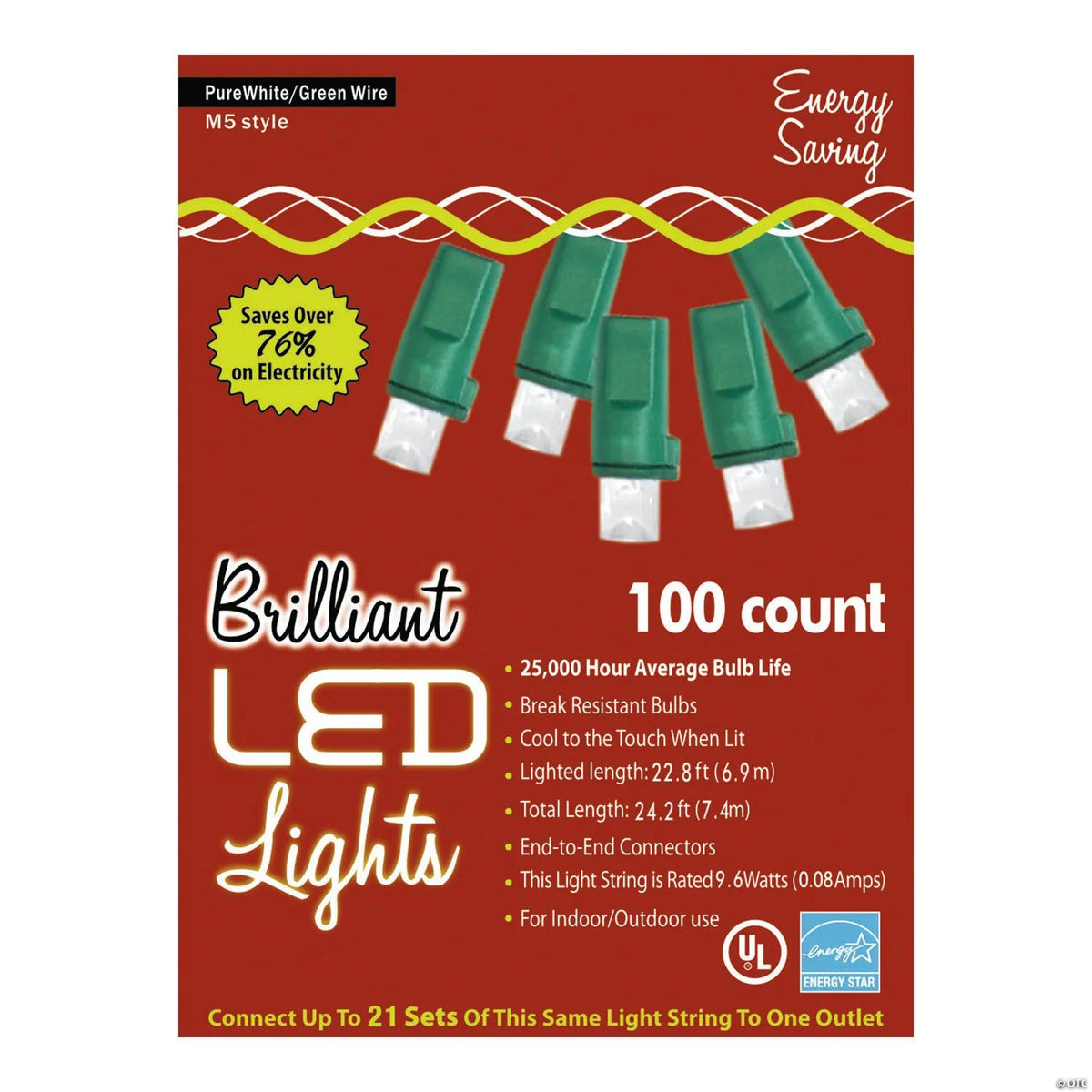 100-count string of white M5 LED lights