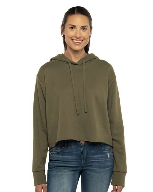 Women's Laguna Sueded Raw Edge Crop Hoodie | USA Decoration