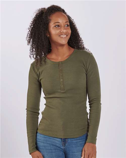 Women's Harper Long Sleeve Henley | USA Decoration