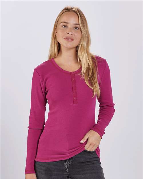 Women's Harper Long Sleeve Henley | USA Decoration
