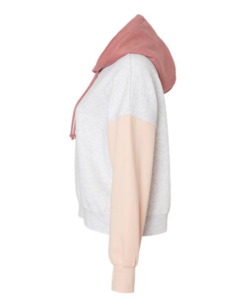 Women's Sueded Fleece Colorblocked Crop Hooded Sweatshirt | USA Decoration