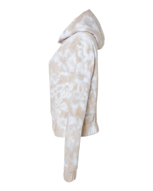 Women's Sueded Fleece Tie-Dyed Crop Hooded Sweatshirt | USA Decoration