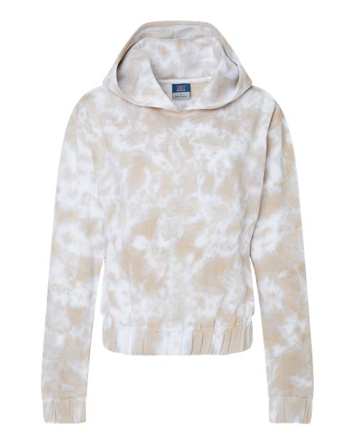 Women's Sueded Fleece Tie-Dyed Crop Hooded Sweatshirt | USA Decoration