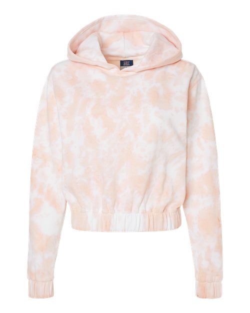 Women's Sueded Fleece Tie-Dyed Crop Hooded Sweatshirt | USA Decoration