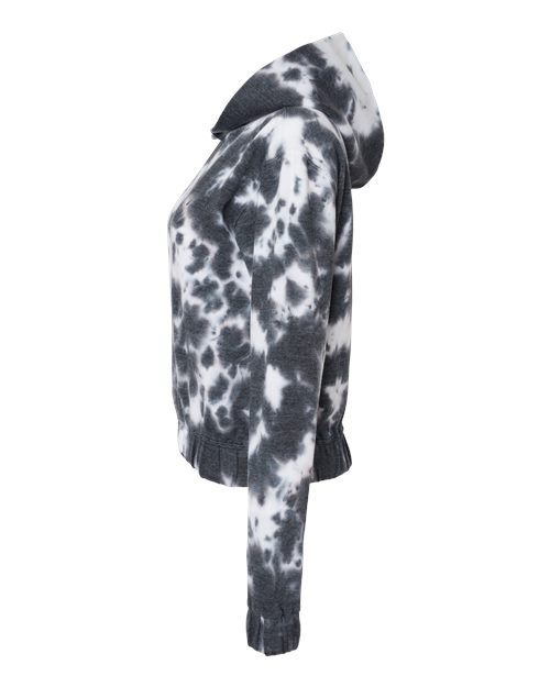 Women's Sueded Fleece Tie-Dyed Crop Hooded Sweatshirt | USA Decoration