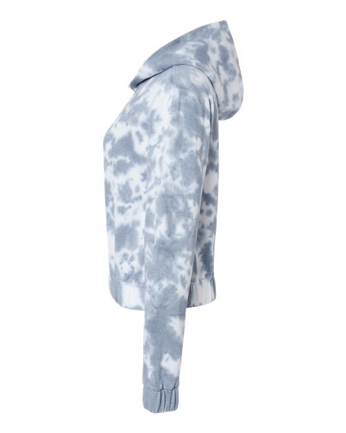 Women's Sueded Fleece Tie-Dyed Crop Hooded Sweatshirt | USA Decoration