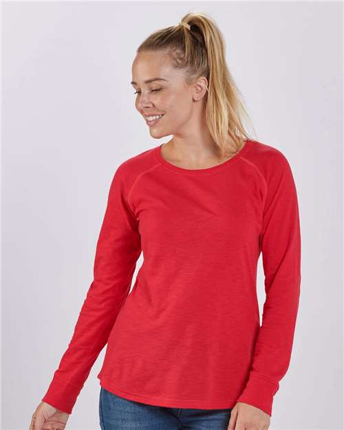 Women's Solid Preppy Patch Long Sleeve T-Shirt | USA Decoration