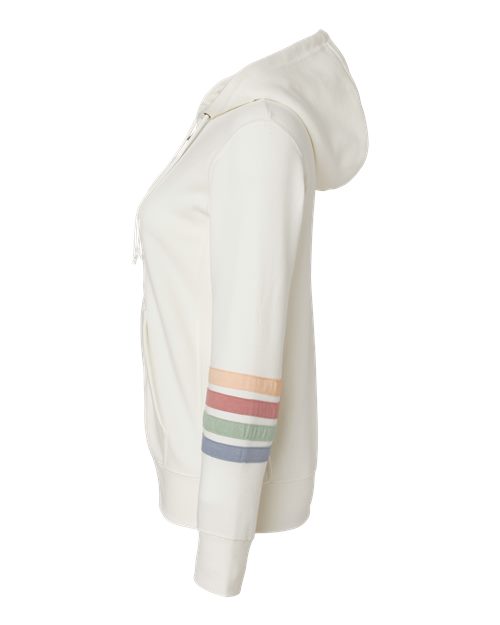 Women's Striped Sleeves Full-Zip Hooded Sweatshirt | USA Decoration