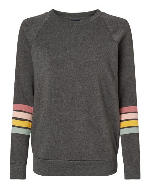 Women's Striped Sleeves Crewneck Sweatshirt | USA Decoration