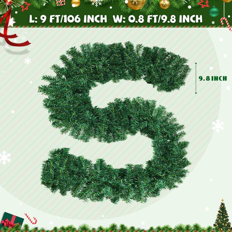 6 ft Christmas Garland styled along a festive mantel