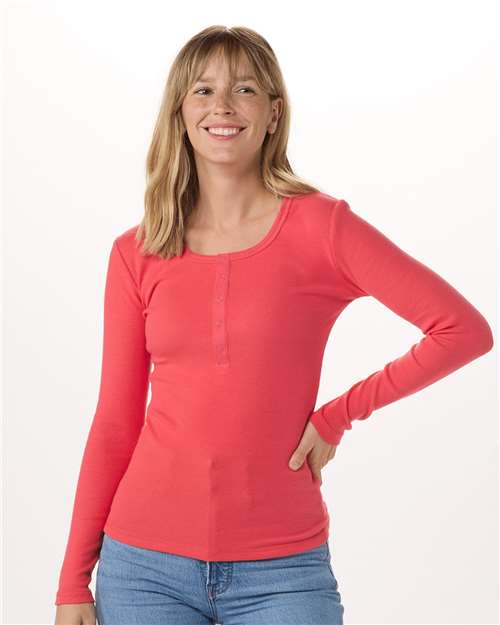 Women's Harper Long Sleeve Henley | USA Decoration