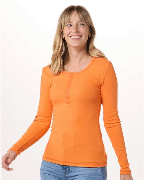Women's Harper Long Sleeve Henley | USA Decoration