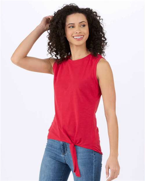 Women's Knot Front Sleeveless T-Shirt | USA Decoration