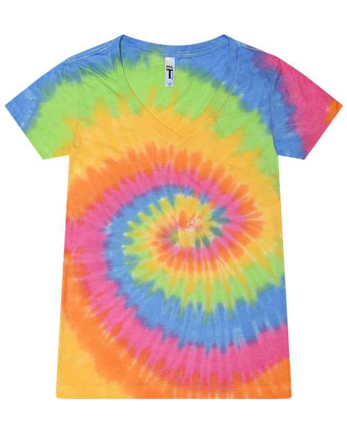 Women's Tie-Dyed V-Neck T-Shirt | USA Decoration