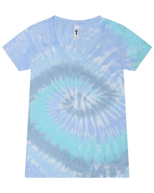Women's Tie-Dyed V-Neck T-Shirt | USA Decoration