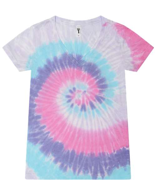 Women's Tie-Dyed V-Neck T-Shirt | USA Decoration