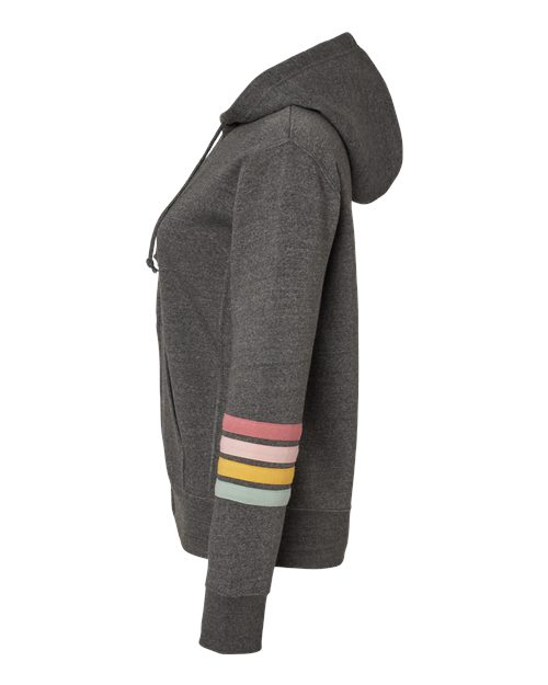 Women's Striped Sleeves Full-Zip Hooded Sweatshirt | USA Decoration