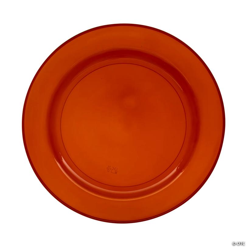 10 1/4" Premium Amber Disposable Plastic Dinner Plates - 25 Pieces | USA Decoration®
