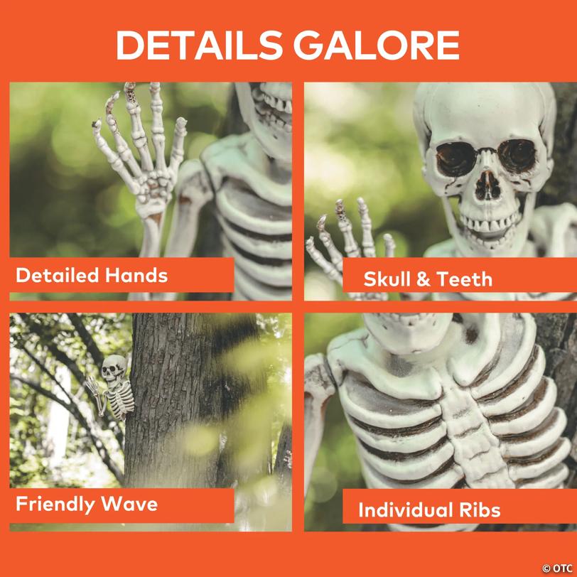 10 3/4" Hanging Waving Outdoor Skeleton Creeper Halloween Decoration