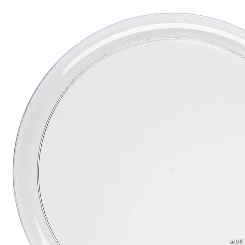 10" Clear Flat Round Disposable Plastic Dinner Plates (40 Plates) | USA Decoration®