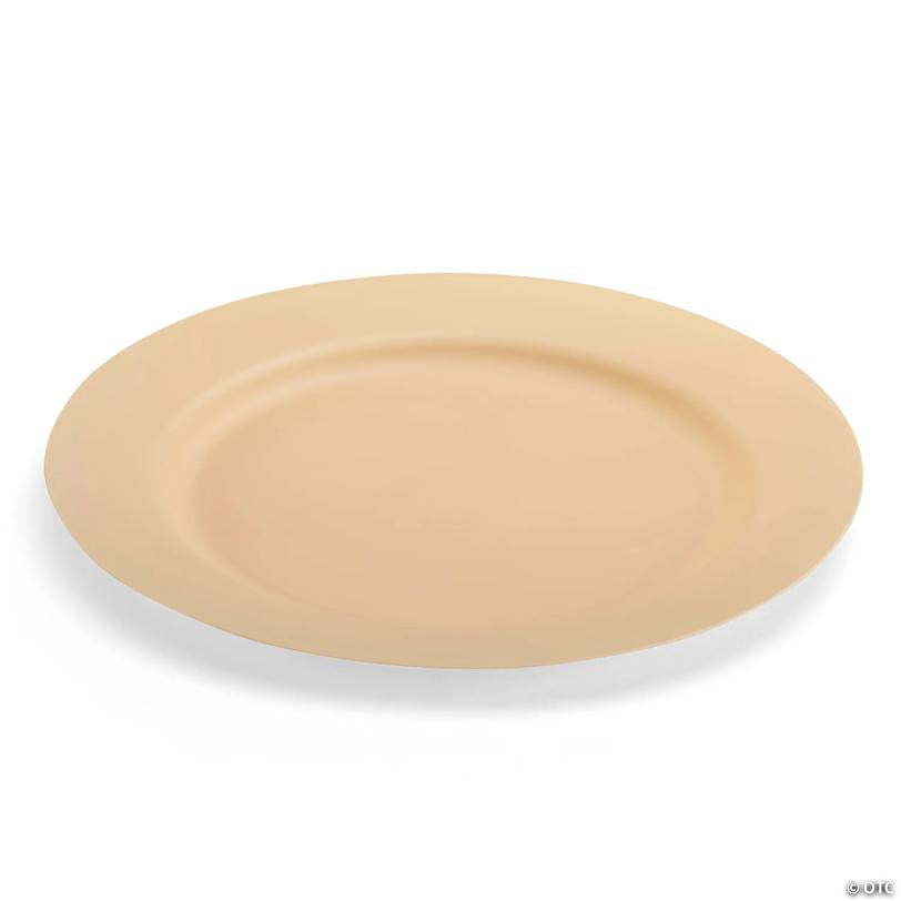 10" Matte Bright Yellow Round Disposable Plastic Dinner Plates (40 Plates) | USA Decoration®
