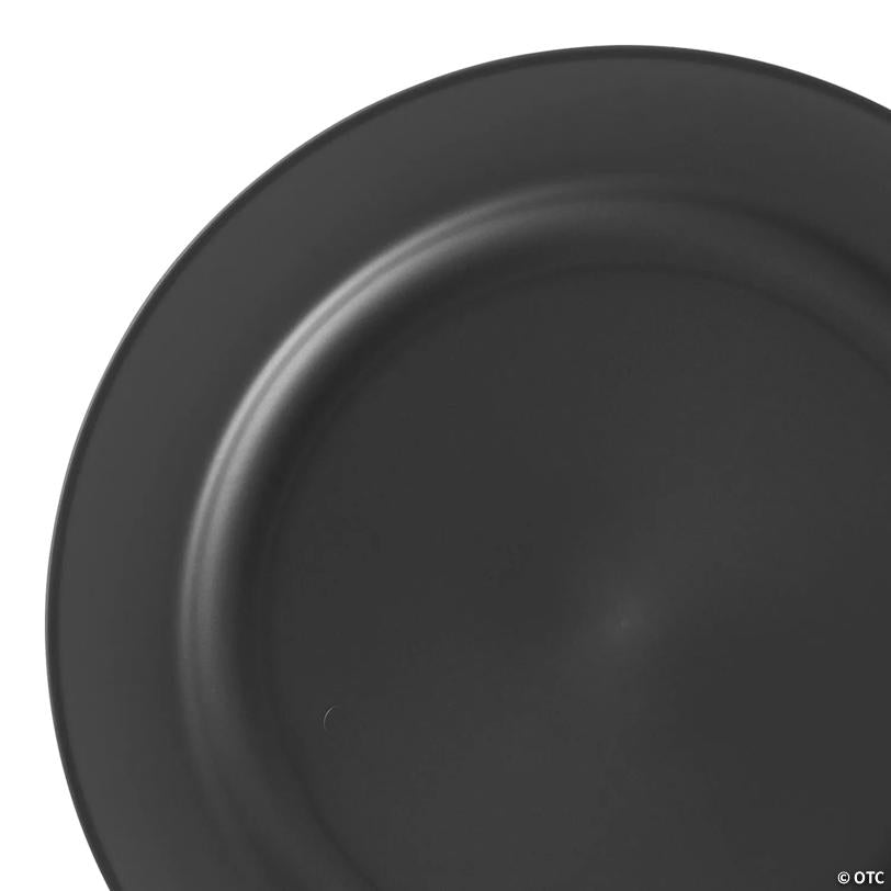 10" Matte Charcoal Gray Round Disposable Plastic Dinner Plates (40 Plates) | USA Decoration®