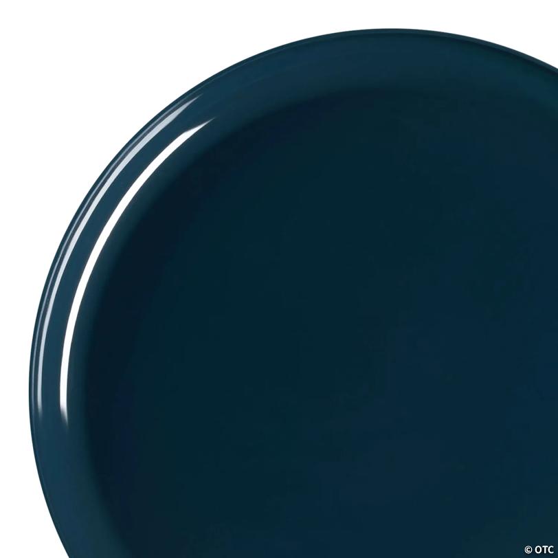 10" Navy Flat Round Disposable Plastic Dinner Plates (40 Plates) | USA Decoration®
