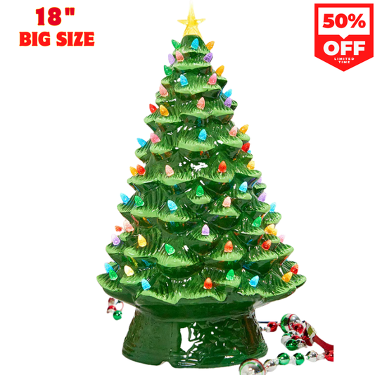 18" Nostalgic Green Christmas Tree Classic Holiday Tabletop Decor
