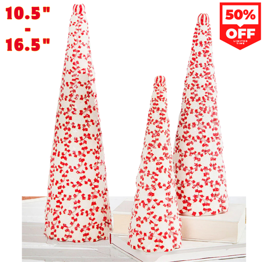 10.5" - 16.5" Clay Dough Peppermint Candy Trees Set of 3 Festive Holiday Decor