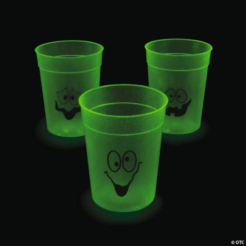 10 oz. Glow-in-the-Dark Spooky Face Halloween BPA-Free Plastic Cups - 12 Ct.