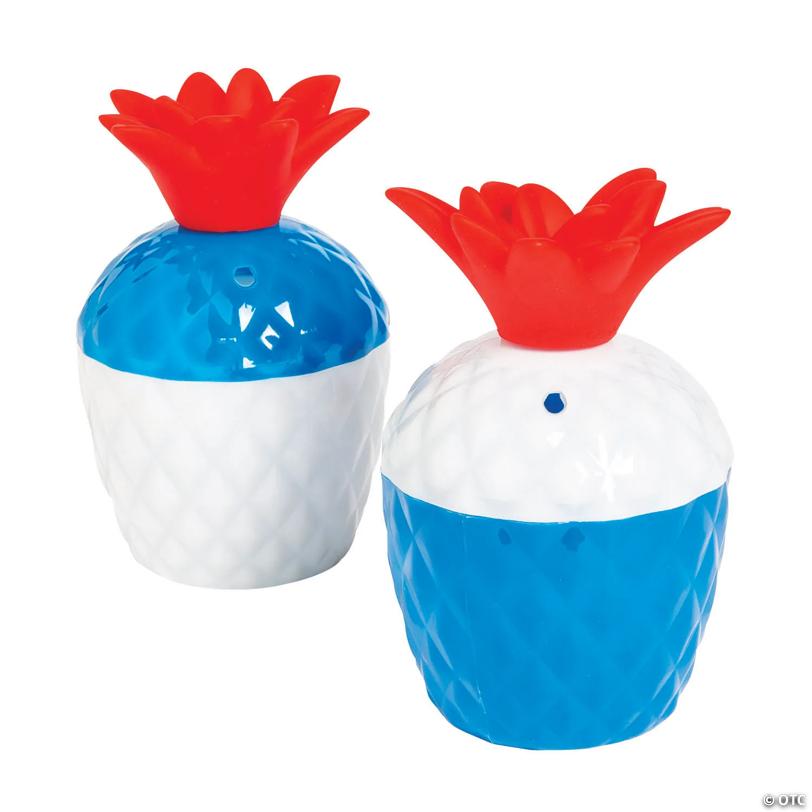 10 oz. Patriotic Pineapple Reusable Plastic Cups with Lids - 12 Ct.