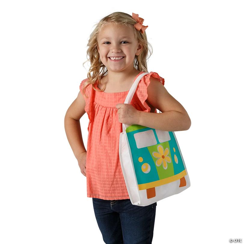 10" x 10" Medium Groovy Van-Shaped Nonwoven Tote Bags – 12 Pc.