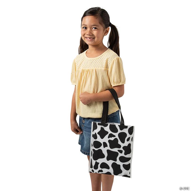 10" x 12" Medium Cow Print Nonwoven Tote Bags - 12 Pc.