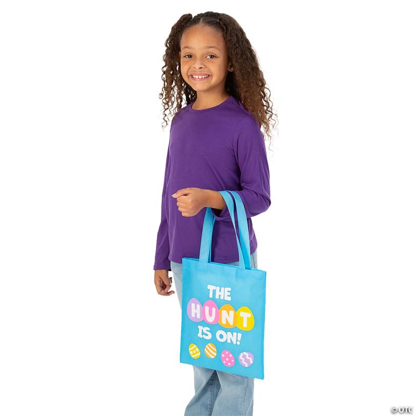 10" x 12" Medium Nonwoven Pastel Easter Egg Hunt Tote Bags - 12 Pc.