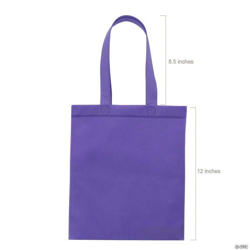 10" x 12" Medium Nonwoven Pastel Pink, Yellow, Aqua & Purple Tote Bags - 12 Pc.