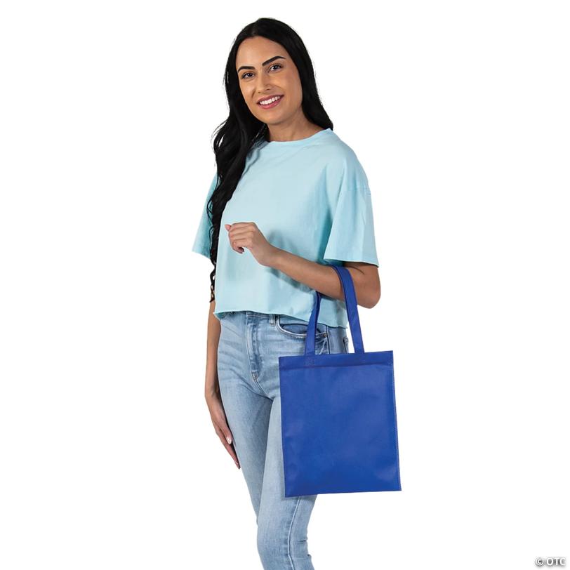 10" x 12" Medium Blue Nonwoven Tote Bags - 12 Pc.