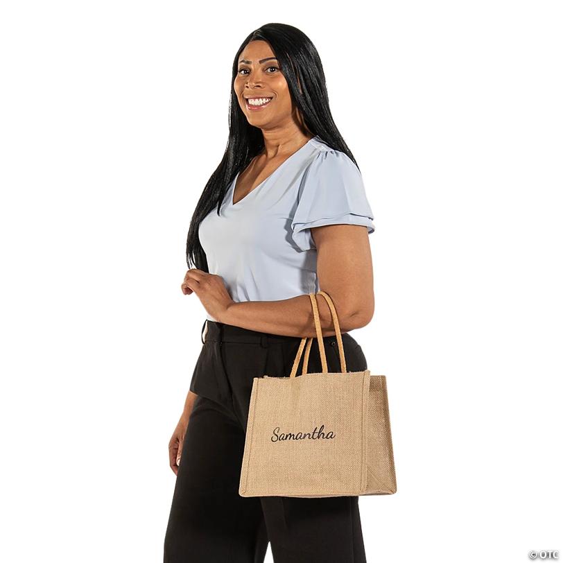 10" x 12" Personalized Medium Burlap Tote Bag