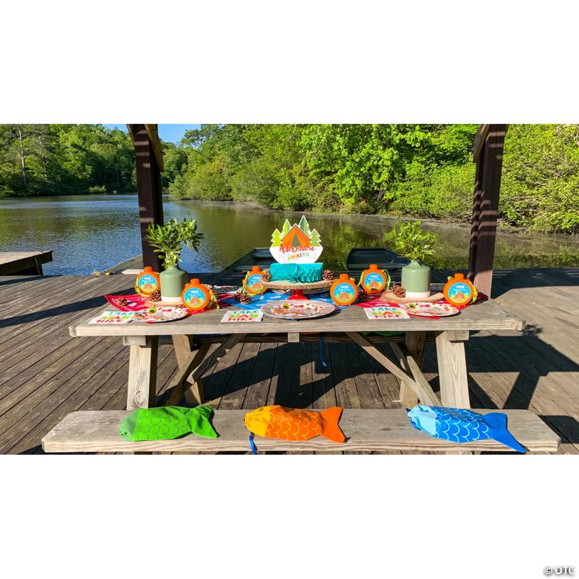 10" x 14 1/2" Little Fisherman Bright Color Fish Drawstring Bags - 12 Pc.