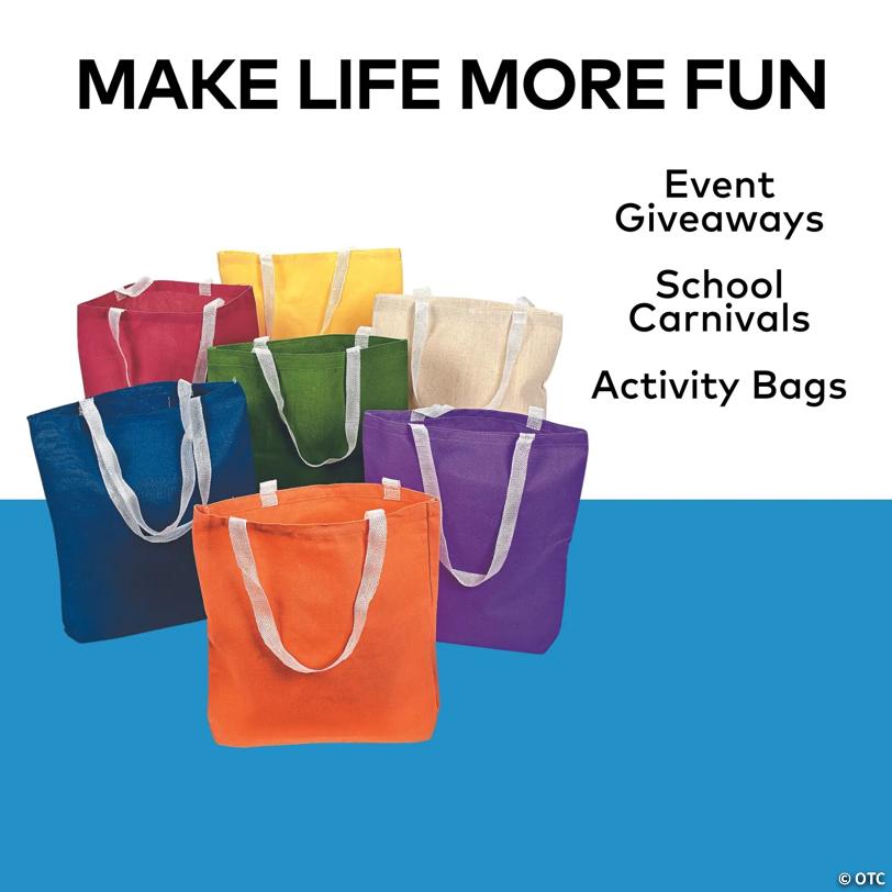 10" x 2" x 12" Bulk 50 Pc. Medium Canvas Tote Bag Assortment