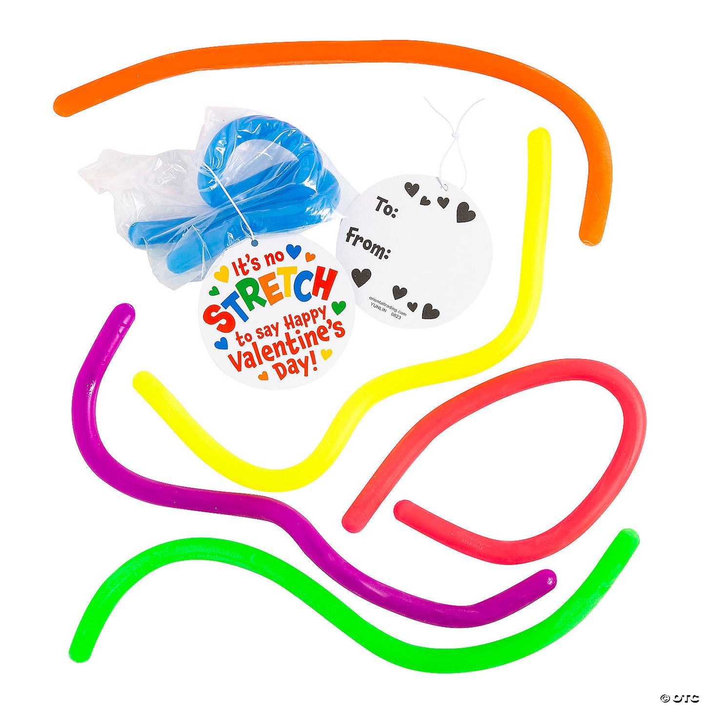 11 1/2" Fidget Stretchy String Valentine Exchanges with Card for 12 | USA Decoration®