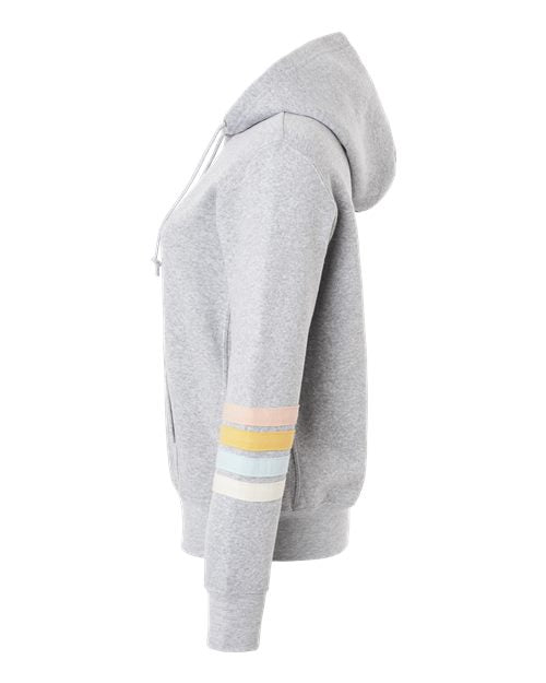 Women's Striped Sleeves Full-Zip Hooded Sweatshirt | USA Decoration